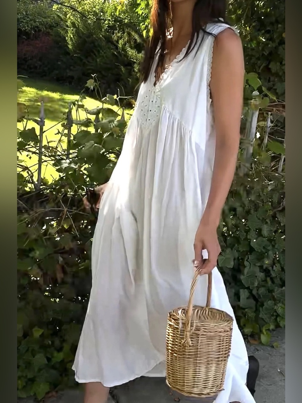 Laneway the Label Vintage Cotton Gown in Ivory White Size S/M - Picture 3 of 16
